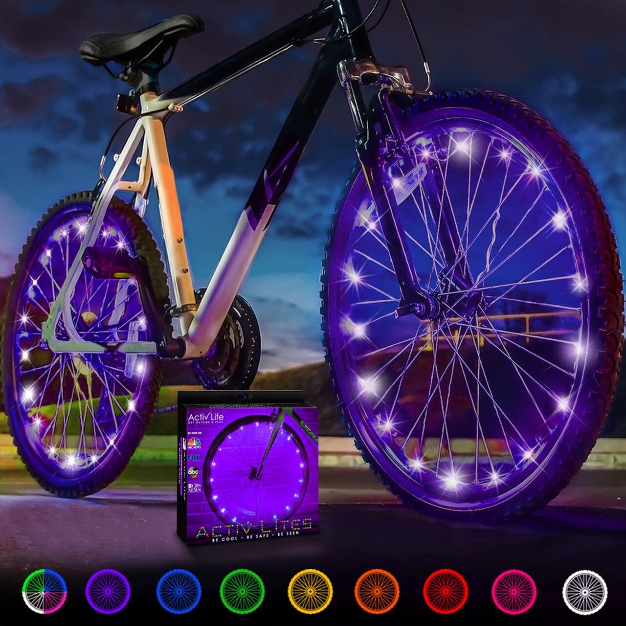Activ Life Bike Lights for Wheels (2 Tire, Purple) Best Basket Stuffers for Girls Kids Teen Gifts Top Travel Essentials for Women & Fun Beach Vacation Must Haves for Her Cool Birthday Presents